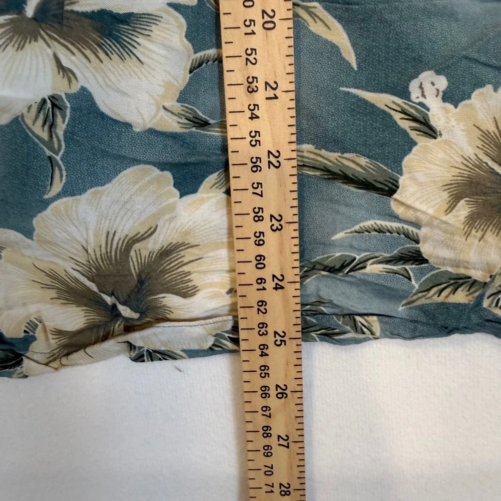 Sunny Island Hawaii Mens XL Blue Hibiscus Floral Rayon Aloha Camp Shirt‎ Summer
